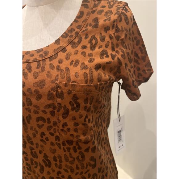 Three Dots Women’s Leopard Print Pocket Knit T-Shirt Orange & Black NWT Sz Small - Picture 2 of 8